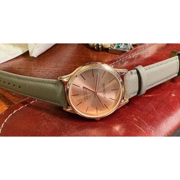 Women's 37mm Monroe Classique Rose Gold Watch, Gray Leather Band - Picture 1 of 4